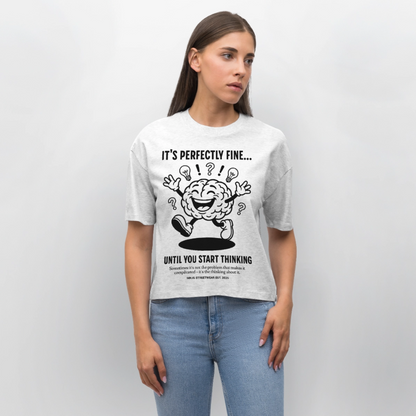 Brain Design – Frauen Boxy Bio-T-Shirt - Weiß meliert