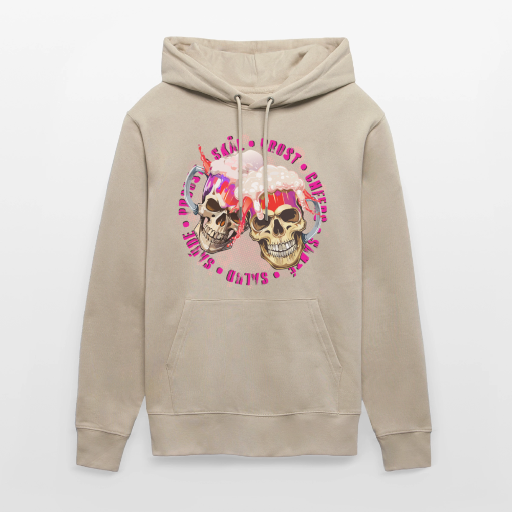 Party Skull Design Pink – Unisex Bio-Hoodie - Beige