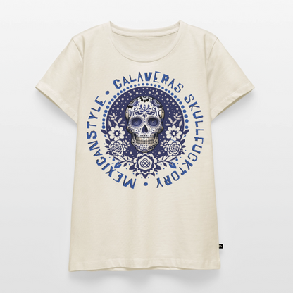Sugar Skull Blau Design – Frauen Premium T-Shirt - Naturweiß