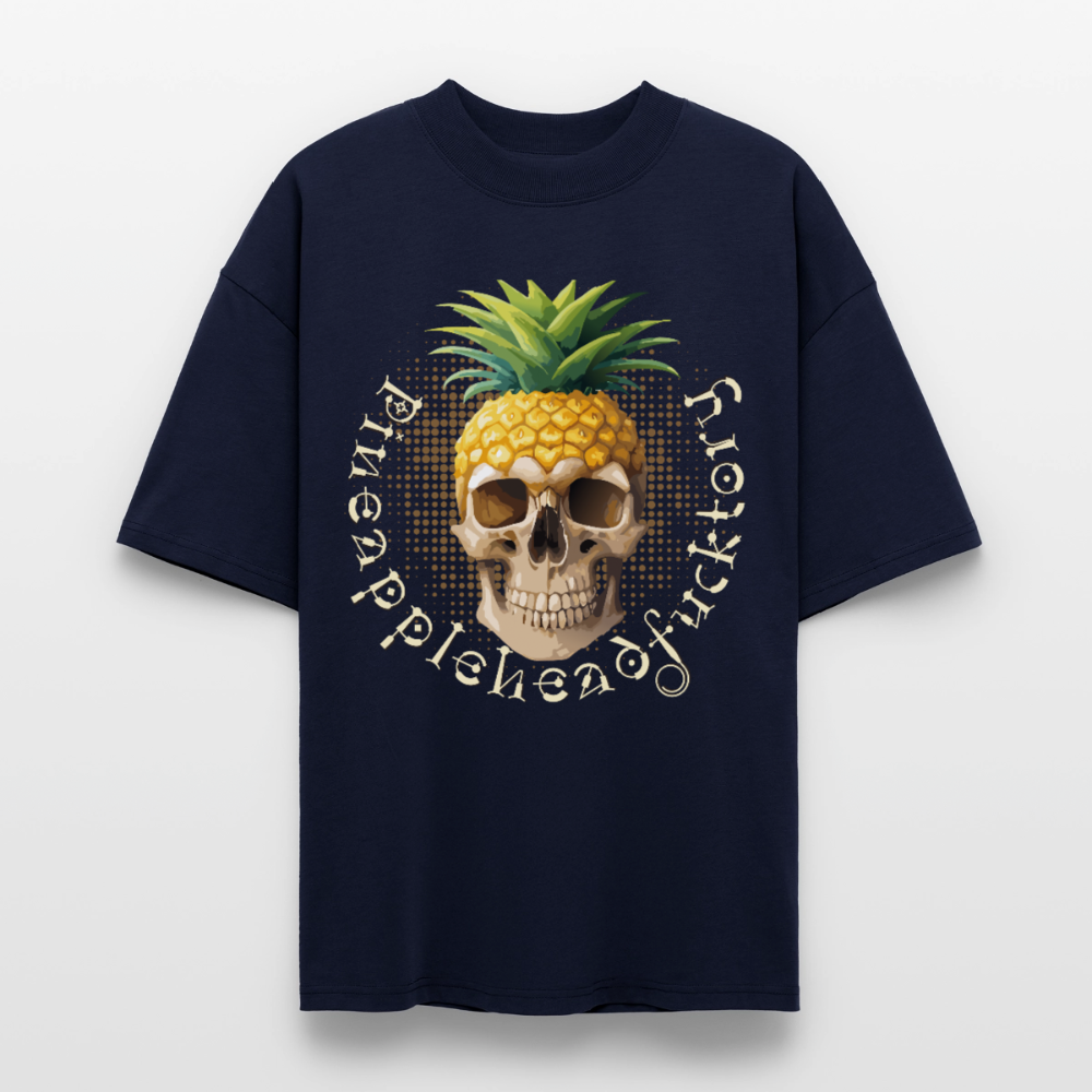 Pineapple Skull Design - Oversized Unisex Bio T-Shirt - Navy