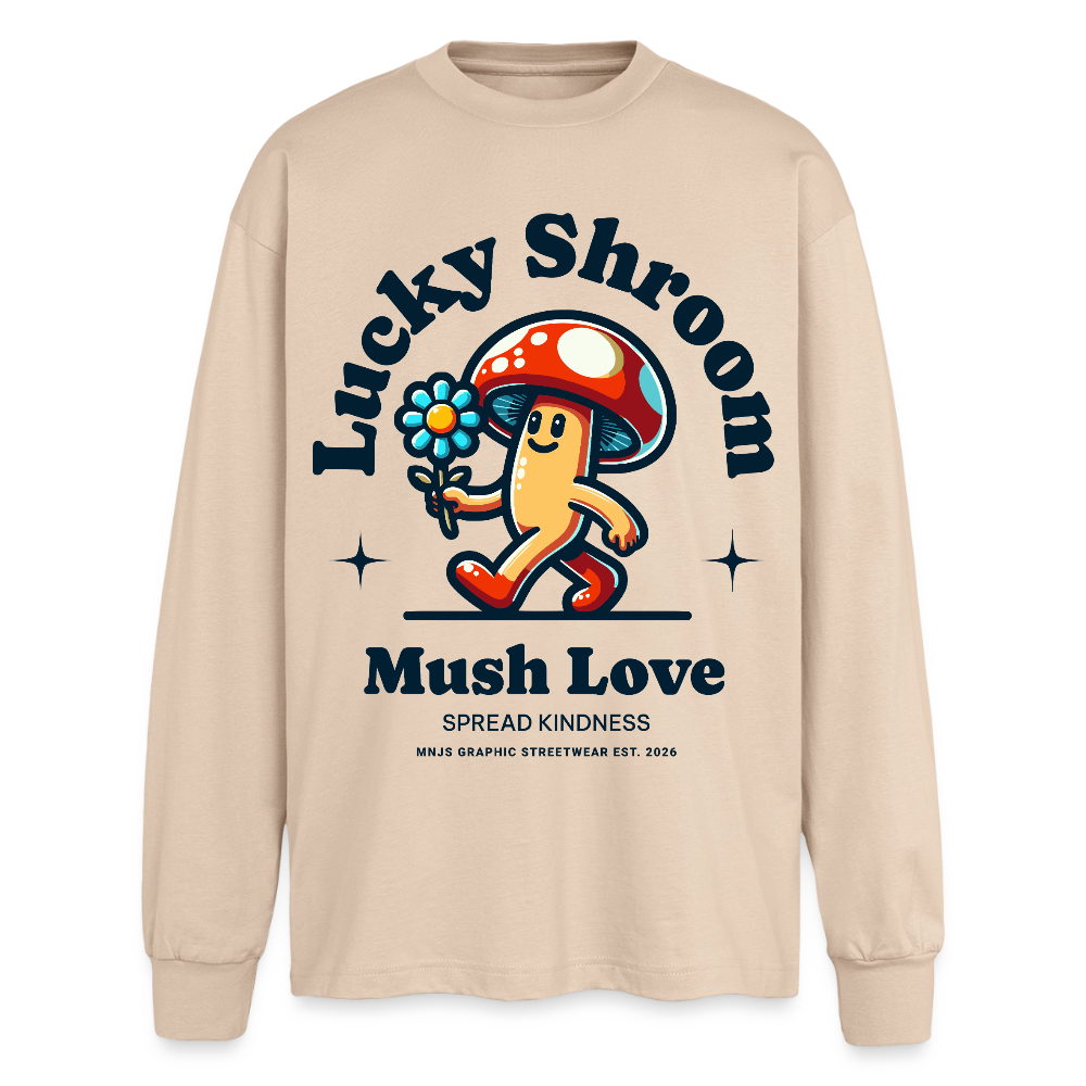 Lucky Shroom Design – Oversized Langarmshirt - Sand