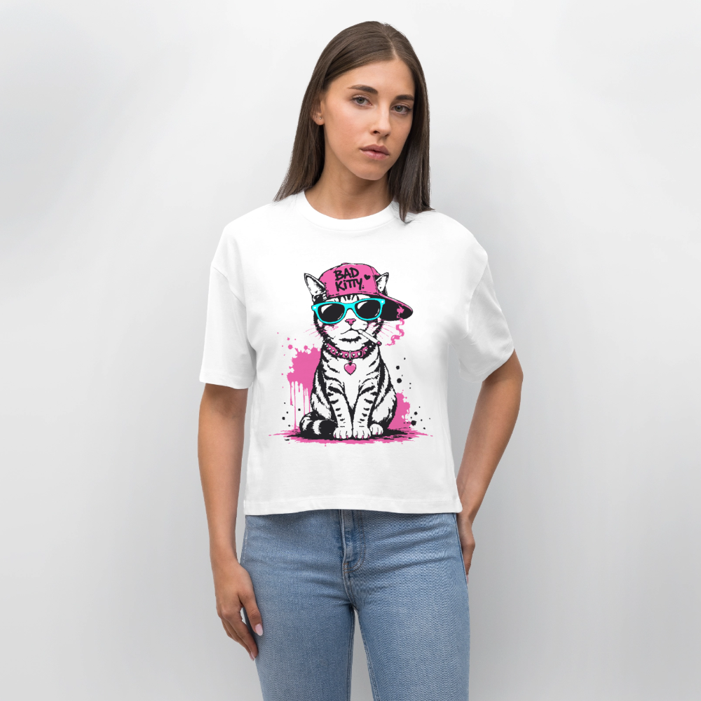 Street Kitty Design – Frauen Boxy Bio-T-Shirt - Weiß