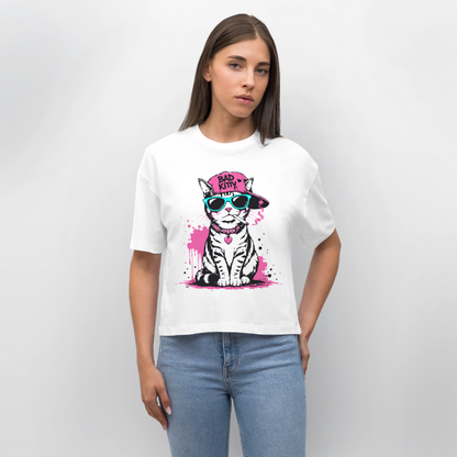 Street Kitty Design – Frauen Boxy Bio-T-Shirt - Weiß