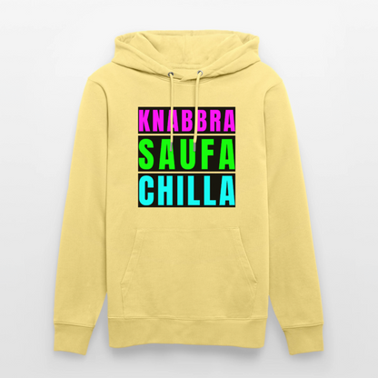 Knabbra Saufa Chilla Design – Unisex Bio-Hoodie - Gelb Viva 