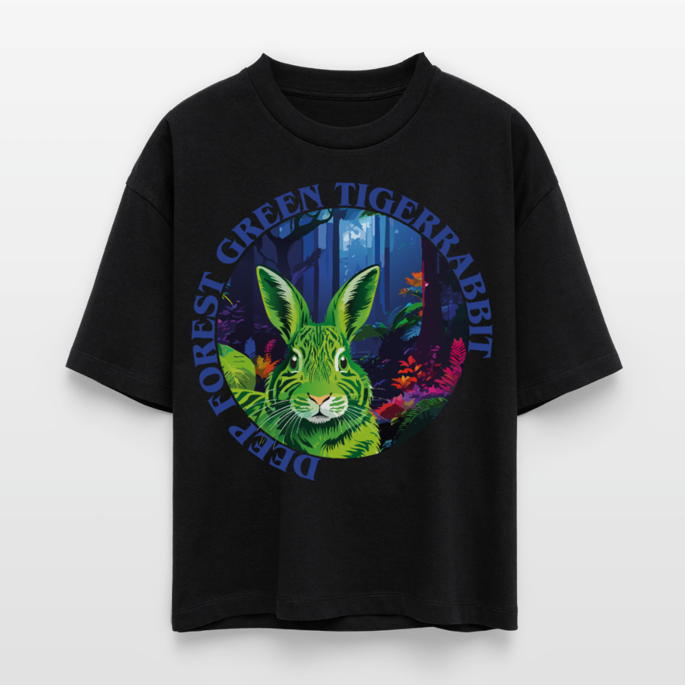 Tiger Rabbit Design – Frauen Boxy Bio-T-Shirt - Schwarz