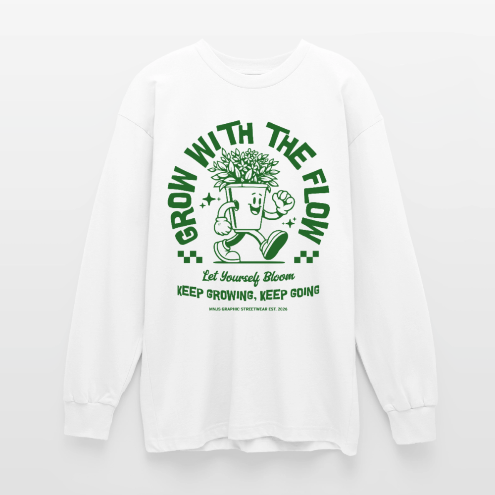 Keep Growing Design – Oversized Langarmshirt - Weiß