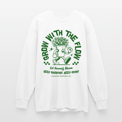 Keep Growing Design – Oversized Langarmshirt - Weiß