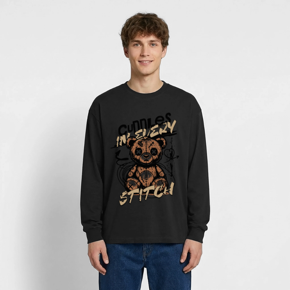 Bear Design – Oversized Langarmshirt - Schwarz