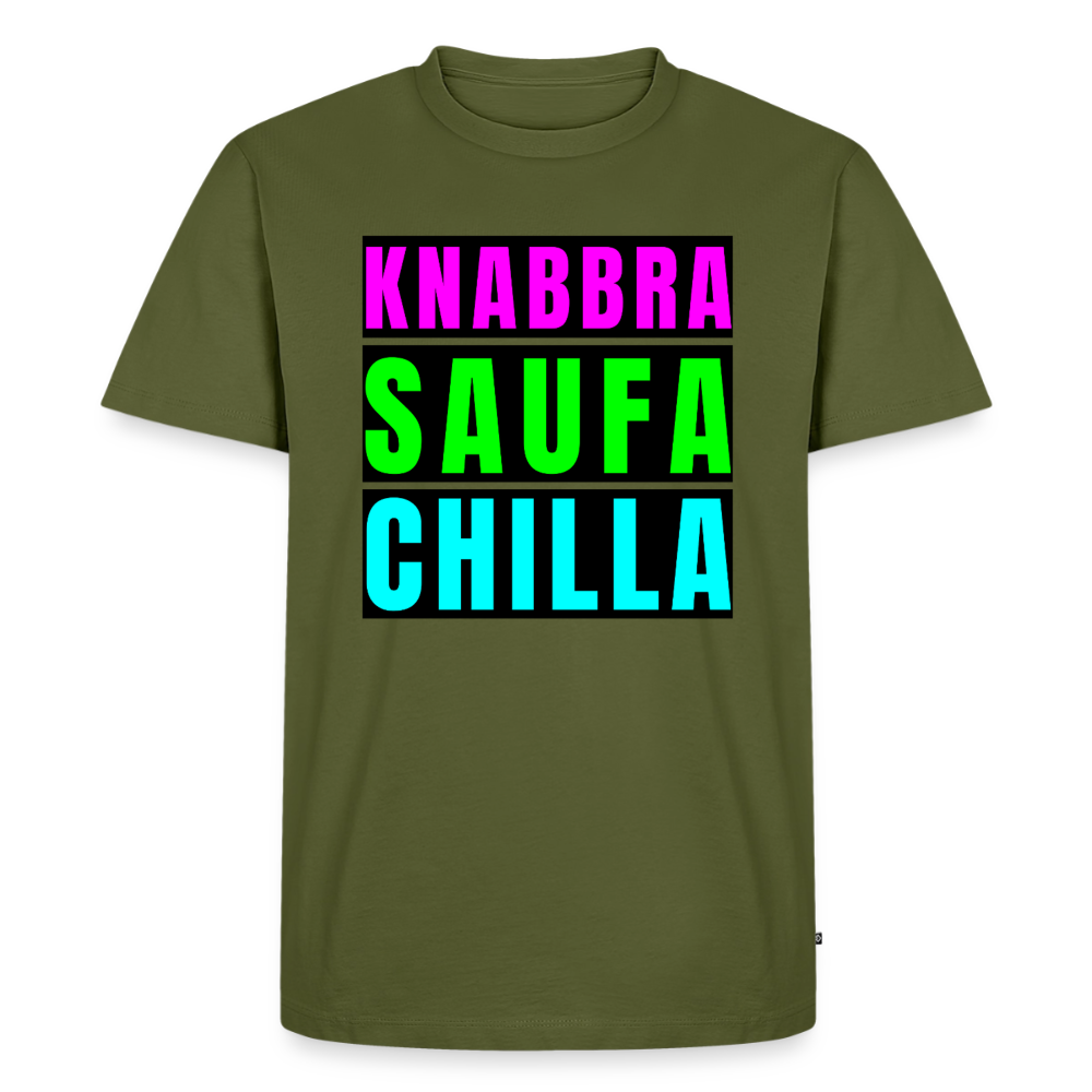 Knabbra Saufa Chilla Design – Männer Premium T-Shirt - Khaki
