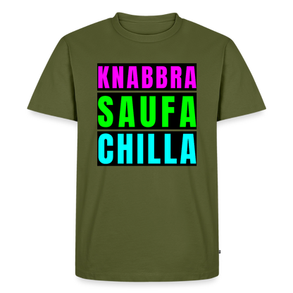 Knabbra Saufa Chilla Design – Männer Premium T-Shirt - Khaki