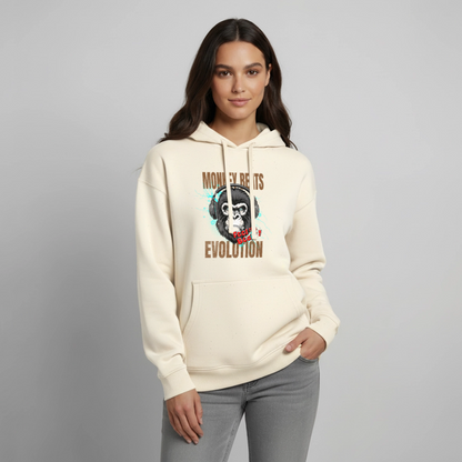 Monkey Beats Design – Oversized Unisex Hoodie - Natur