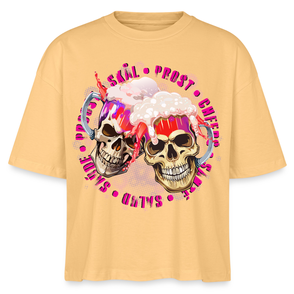 Party Skull Design Pink – Frauen Boxy Bio-T-Shirt - Mispel