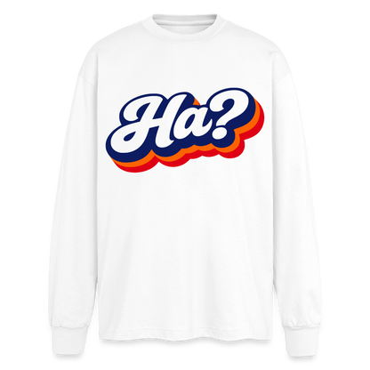 Ha? Design – Oversized Langarmshirt - Weiß