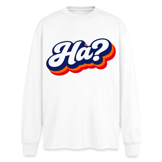 Ha? Design – Oversized Langarmshirt - Weiß