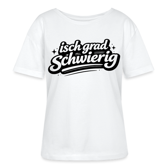 isch grad schwierig Design – Rundhals Frauen Bio-T-Shirt - Weiß
