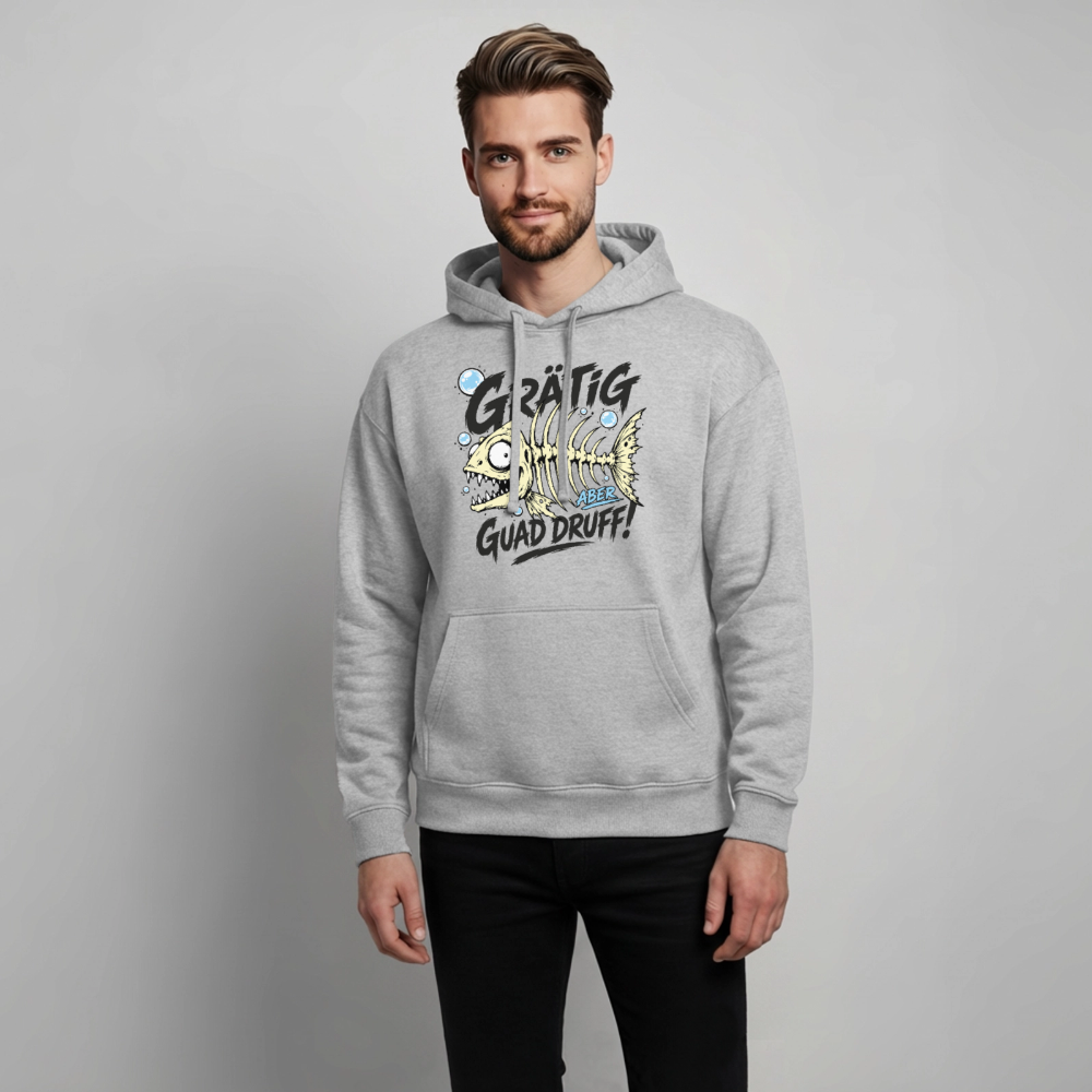 Fischskelett Grätig Design – Oversized Unisex Hoodie - Grau meliert