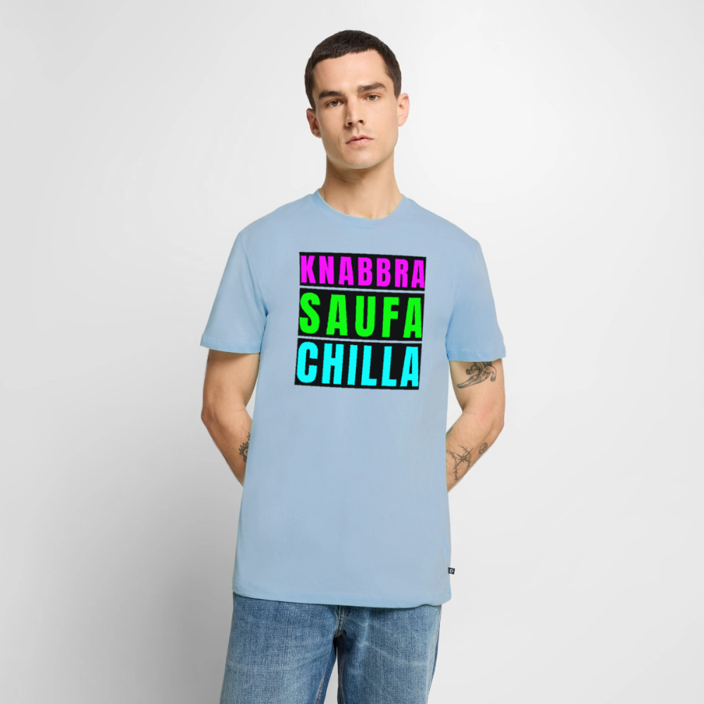 Knabbra Saufa Chilla Design – Männer Premium T-Shirt - Hellblau
