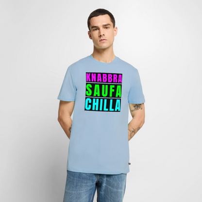 Knabbra Saufa Chilla Design – Männer Premium T-Shirt - Hellblau