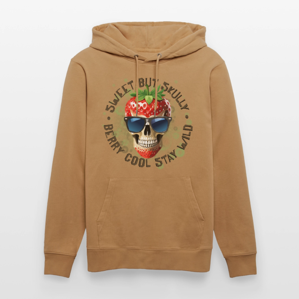 Strawberry Skull Design – Unisex Bio-Hoodie - Karamell 