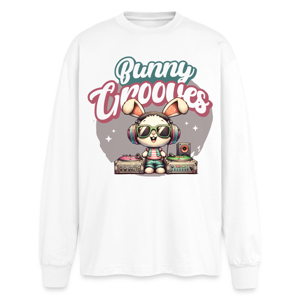 Bunny Grooves Design – Oversized Langarmshirt - Weiß