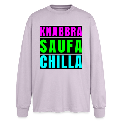 Knabbra Saufa Chilla Design – Oversized Langarmshirt - verblasstes Lila