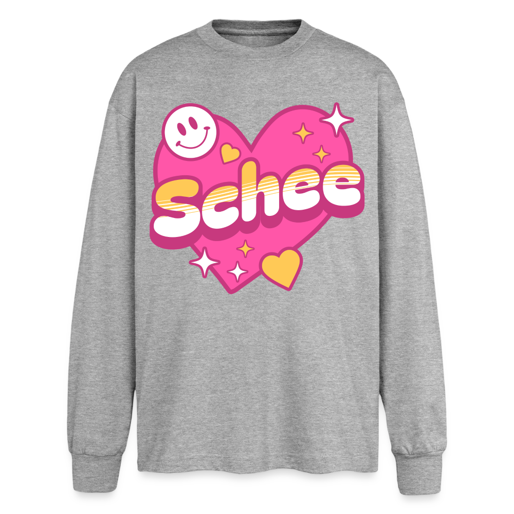 Schnee Design – Oversized Langarmshirt - Grau meliert