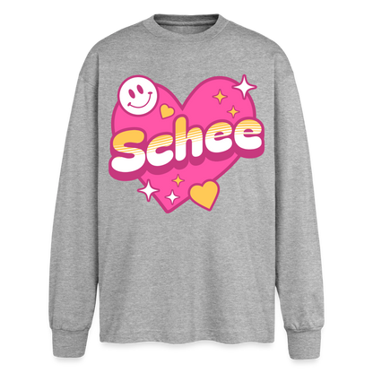 Schnee Design – Oversized Langarmshirt - Grau meliert