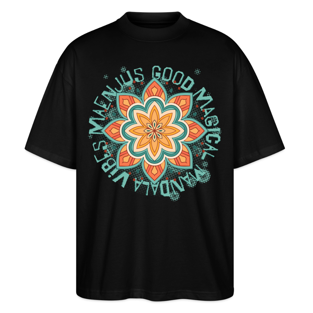 Mandala Türkis Design – Oversized Unisex Bio T-Shirt - Schwarz