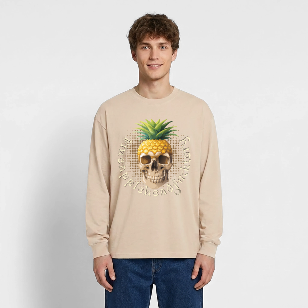 Pineapple Skull Design - Oversized Langarmshirt - Sand