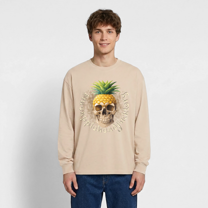 Pineapple Skull Design - Oversized Langarmshirt - Sand