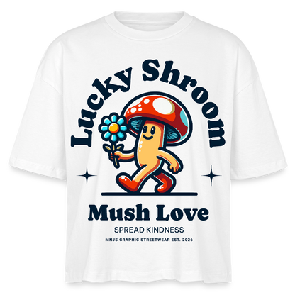 Lucky Shroom Design – Frauen Boxy Bio-T-Shirt - Weiß