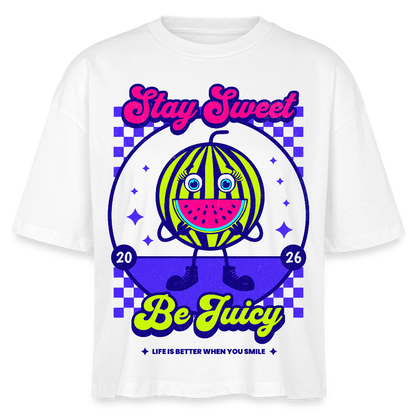 Stay Sweet Design – Frauen Boxy Bio-T-Shirt - Weiß