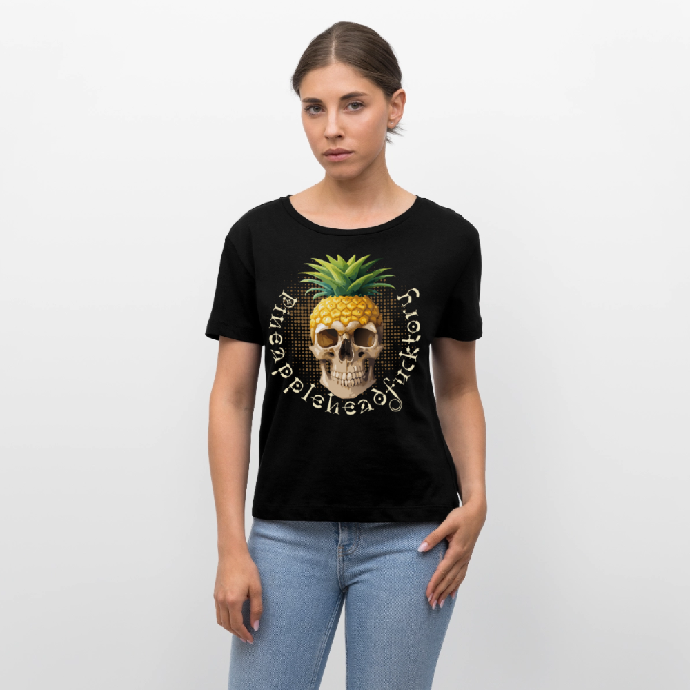 Pineapple Skull Design - Rundhals Frauen Bio-T-Shirt - Schwarz