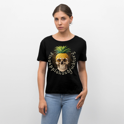 Pineapple Skull Design - Rundhals Frauen Bio-T-Shirt - Schwarz
