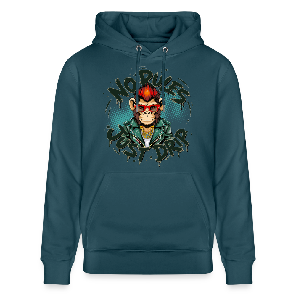 Monkey No Rules Design – Unisex Bio-Hoodie - Dunkles Petrol