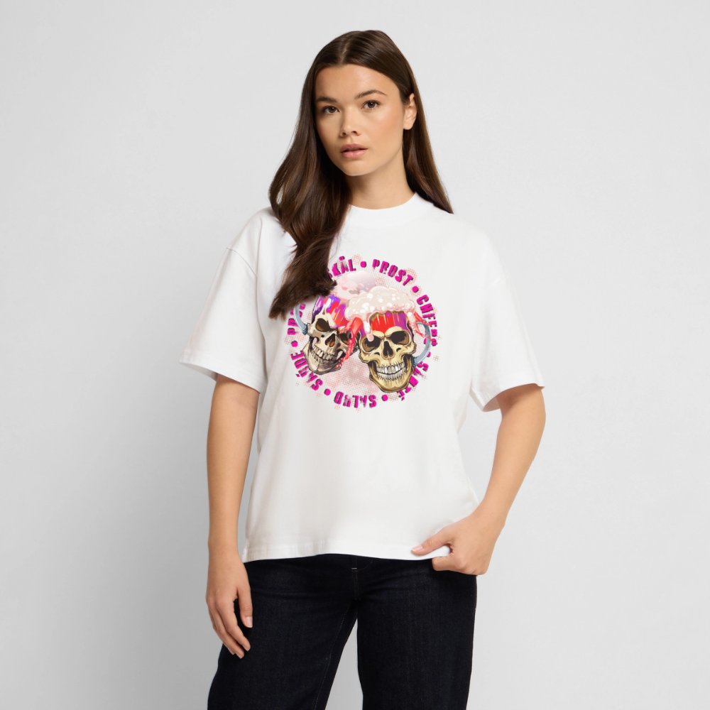 Party Skull Design Pink – Oversized Unisex Bio T-Shirt - Weiß