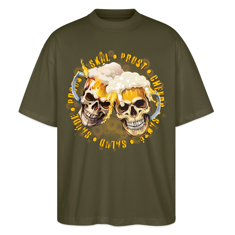 Party Skull Design – Oversized Unisex Bio T-Shirt - Khaki
