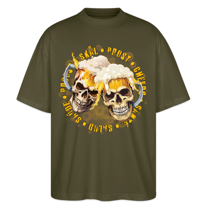 Party Skull Design – Oversized Unisex Bio T-Shirt - Khaki