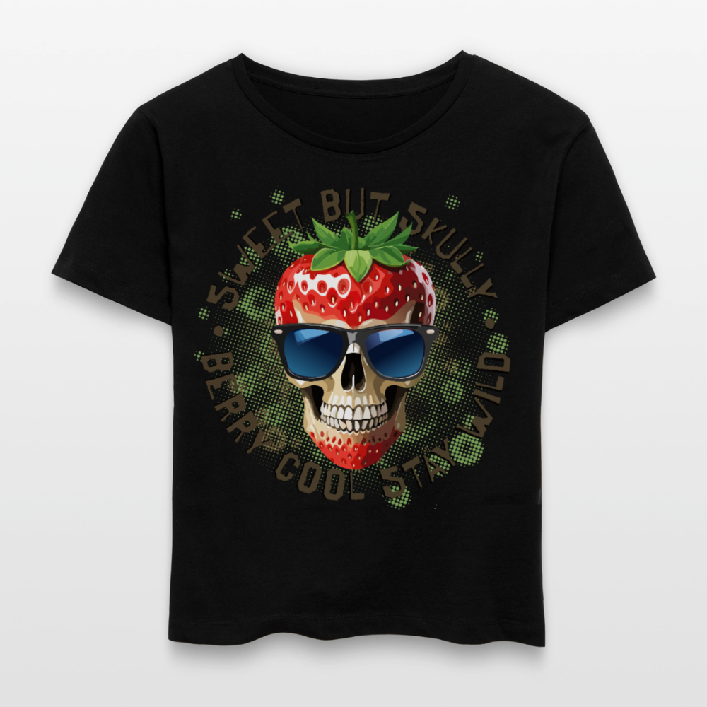 Strawberry Skull Design – Rundhals Frauen Bio-T-Shirt - Schwarz