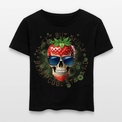 Strawberry Skull Design – Rundhals Frauen Bio-T-Shirt - Schwarz