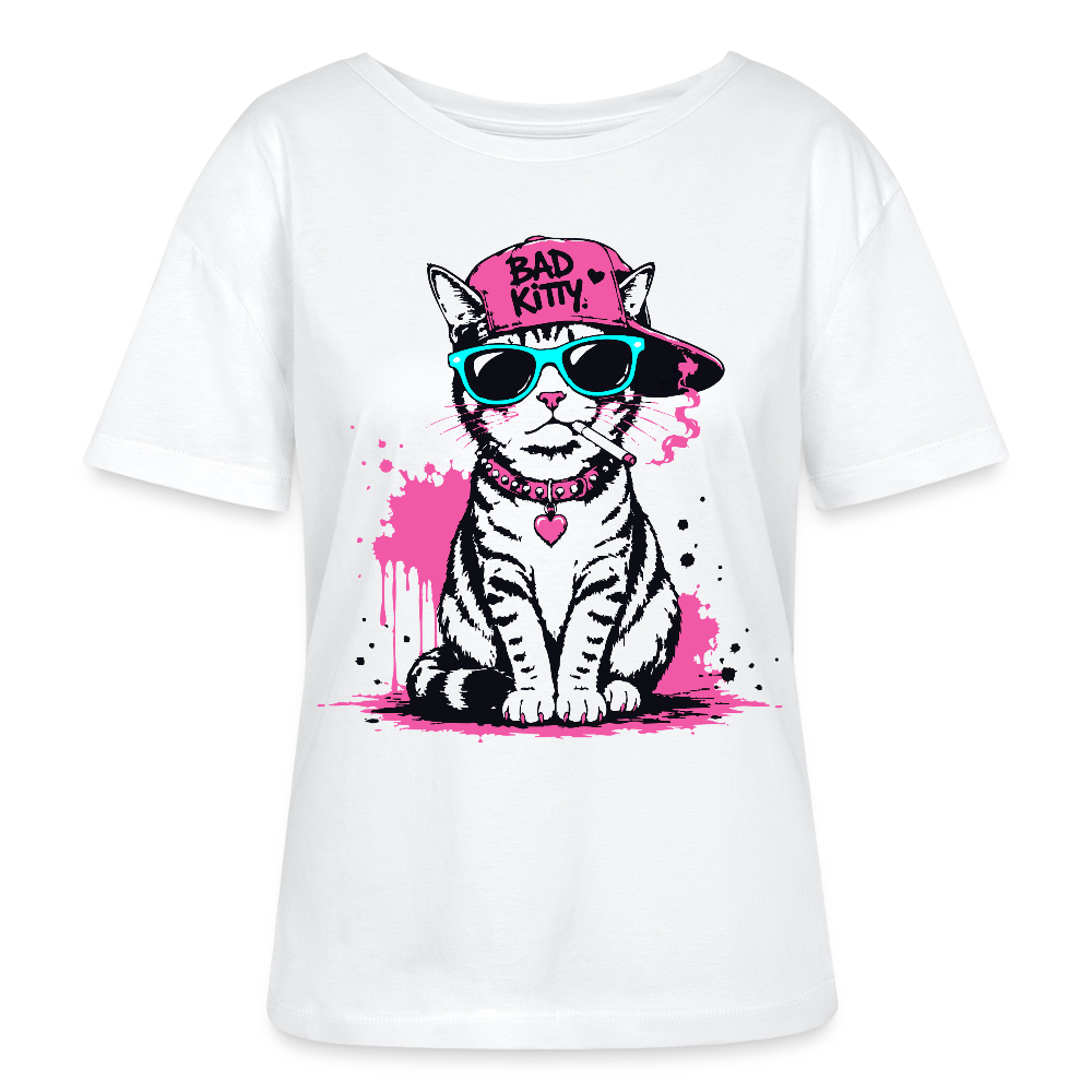Bad Kitty Design – undhals Frauen Bio-T-Shirt - Weiß
