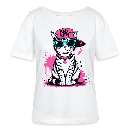 Bad Kitty Design – undhals Frauen Bio-T-Shirt - Weiß