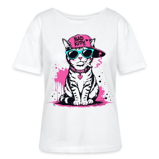 Bad Kitty Design – undhals Frauen Bio-T-Shirt - Weiß