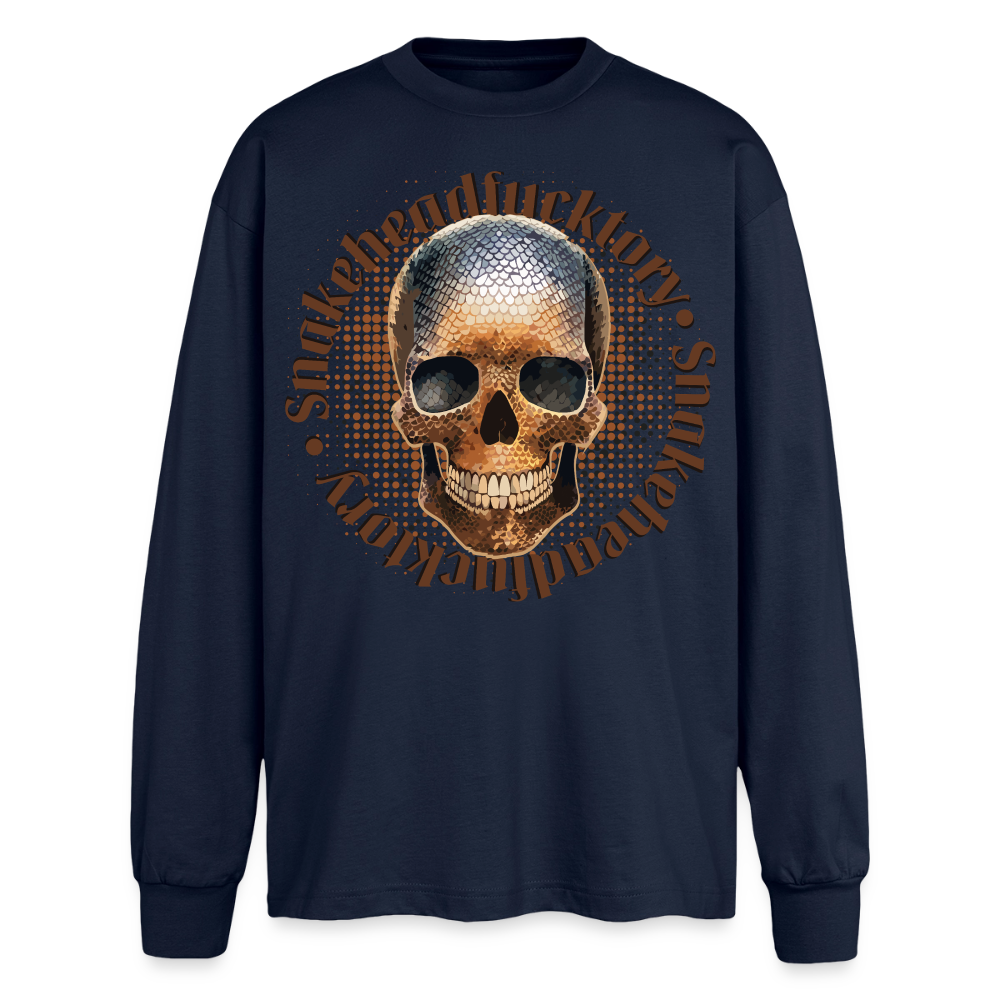 Snake Skull Design – Oversized Langarmshirt - Navy