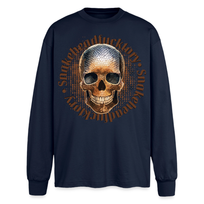 Snake Skull Design – Oversized Langarmshirt - Navy