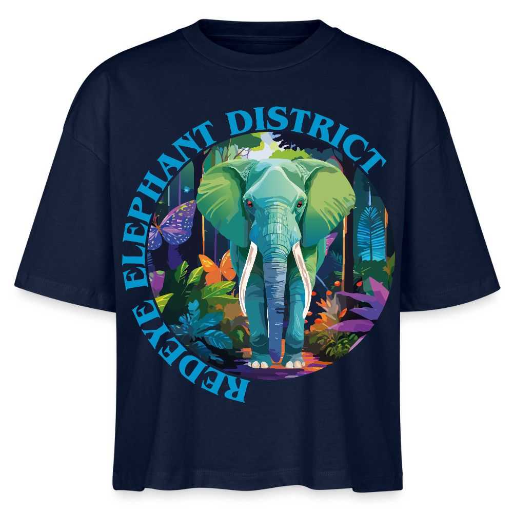 Elephant Design – Frauen Boxy Bio-T-Shirt - Navy