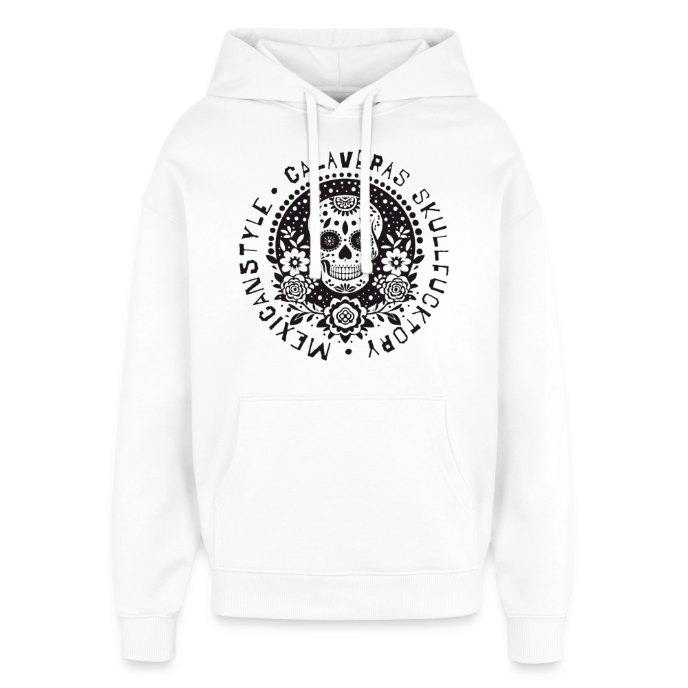 Sugar Skull Black Design - Oversized Unisex Hoodie - Weiß