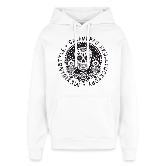 Sugar Skull Black Design - Oversized Unisex Hoodie - Weiß