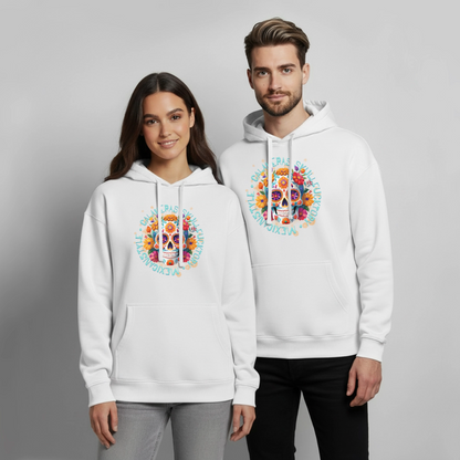 Sugar Skull Blumen Design – Oversized Unisex Hoodie - Weiß