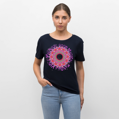 Mandala Pink Design – Rundhals Frauen Bio-T-Shirt - Navy